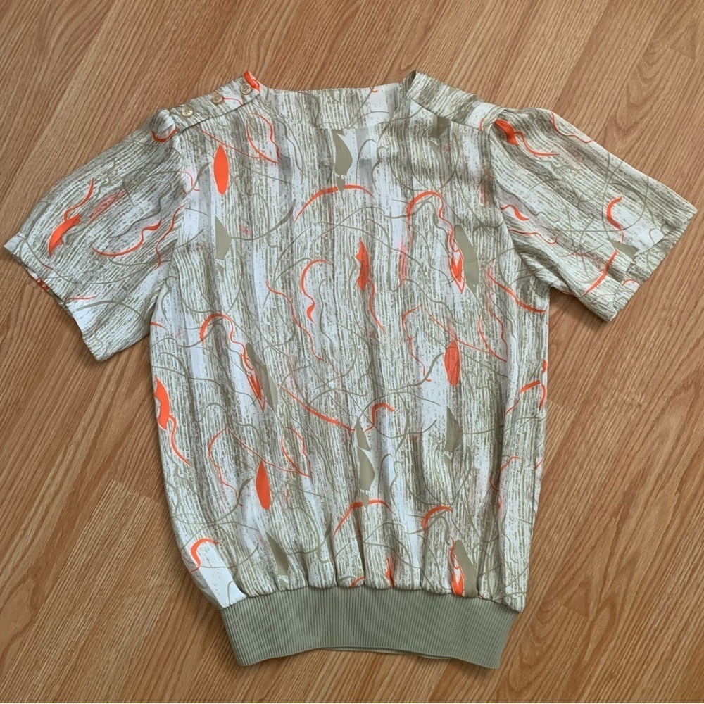Vintage Nicola Women's Short Sleeve Retro Abstract Print Blouse Shirt Size 10